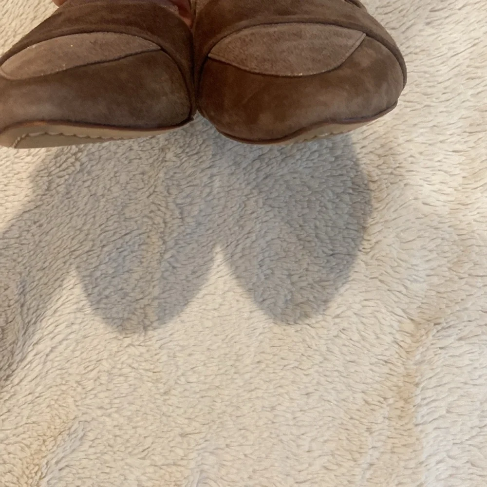Birdies Taupe Suede Quilted Insole Loafers